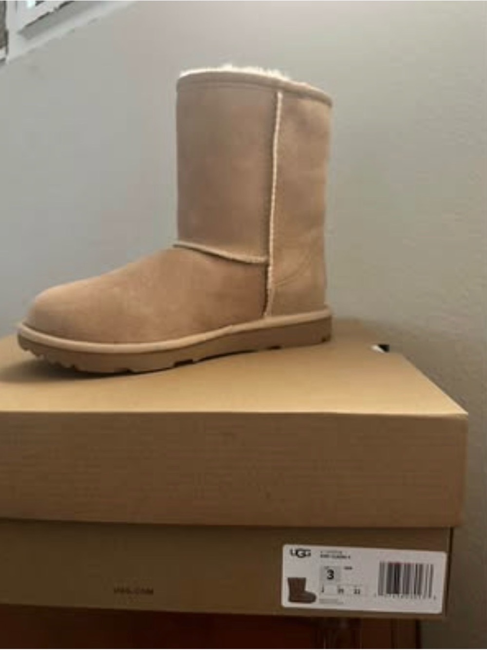 Classic Chestnut Suede Shearling Boot - GIRLS